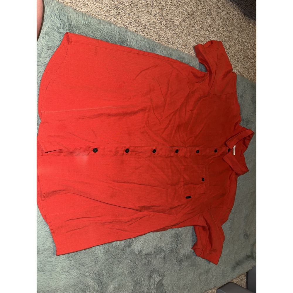 Columbia Button Up Shirt Size Large Polynosic Modal Orange. Nice! Soft!